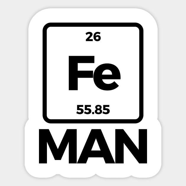 Funny Science Chemistry Element Fe Man T-shirt Sticker by RedYolk